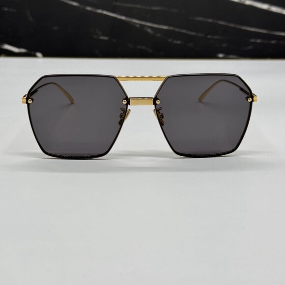 NEW BV1045S 001 BOTTEGA VENETA GOLD/GREY WOMEN BOTTEGA VENETA SUNGLASSES - Picture 5 of 15